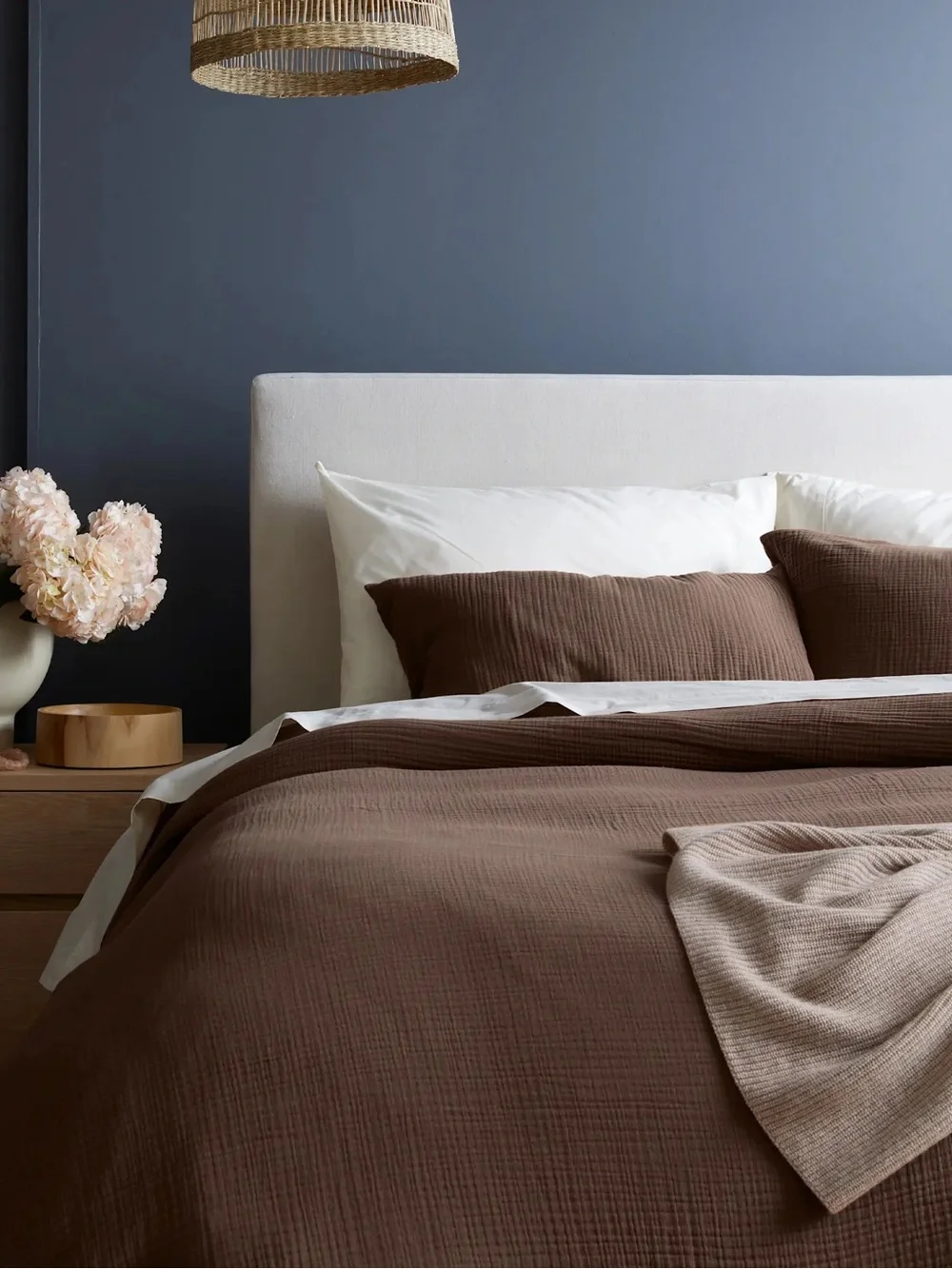 Quince Organic Cotton Gauze Duvet Cover Set with Shams Full/Queen Brown